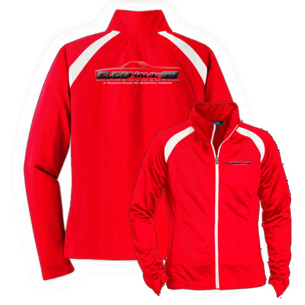 Ladies Raglan Sleeve Lightweight Warmup Jacket - Red Logo